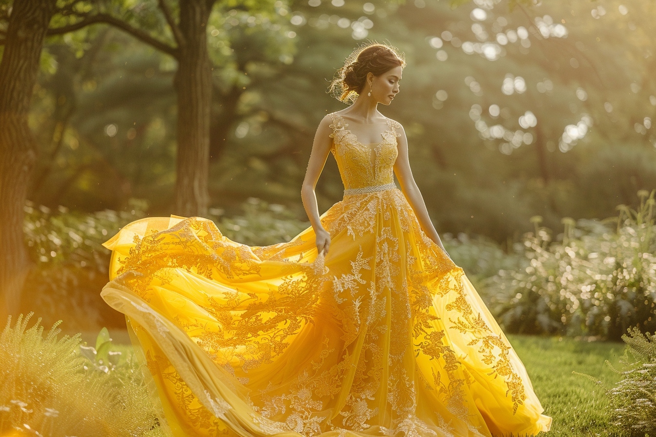 Robe de mariée jaune