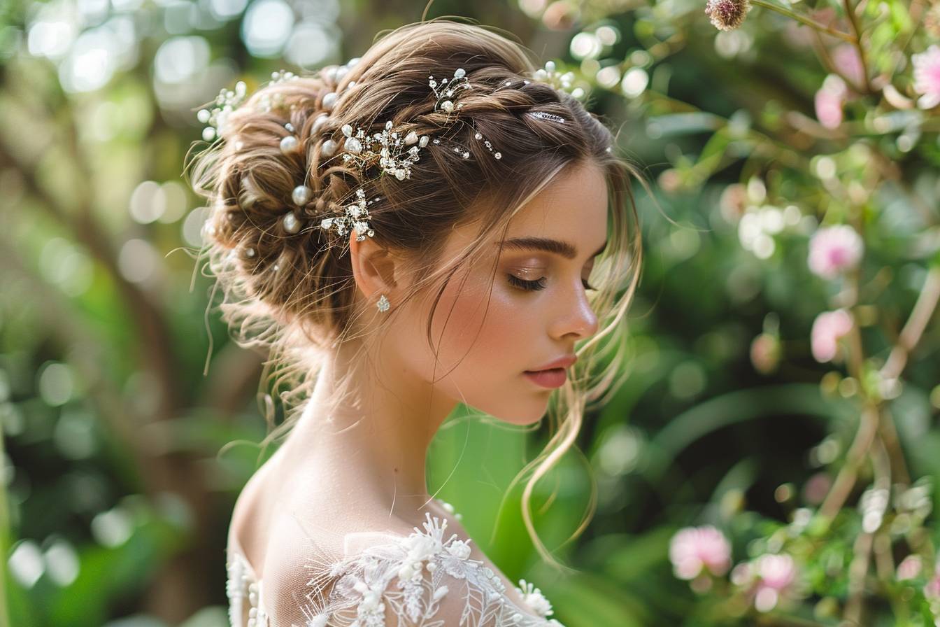 Coiffure mariage avec chignon tressé