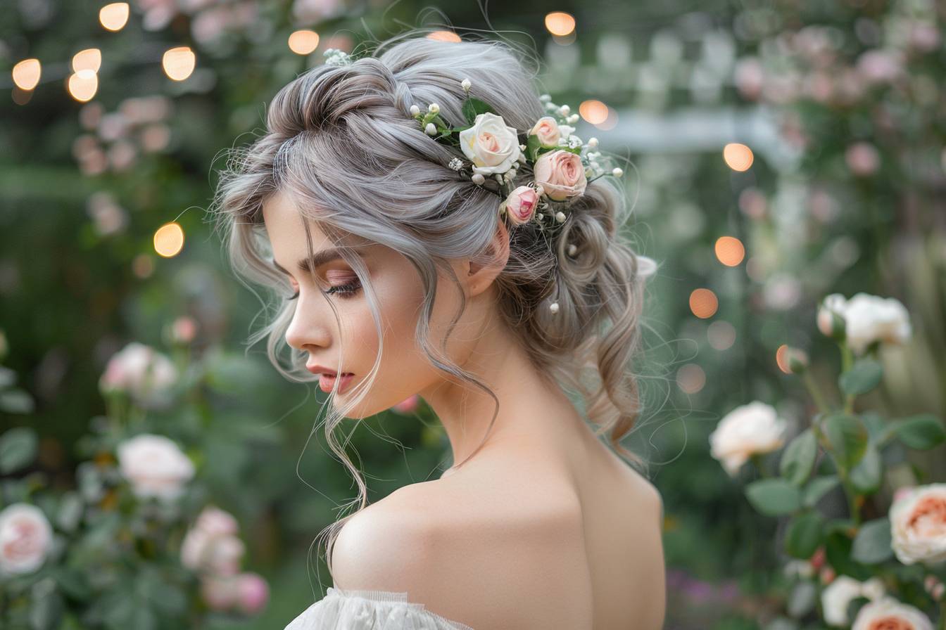 Coiffure mariage pour cheveux gris
