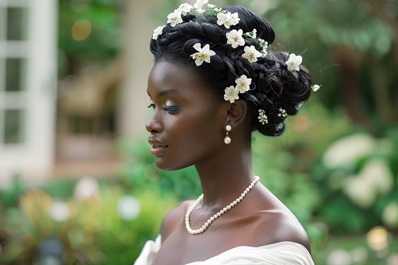 Coiffure mariage pour cheveux noirs