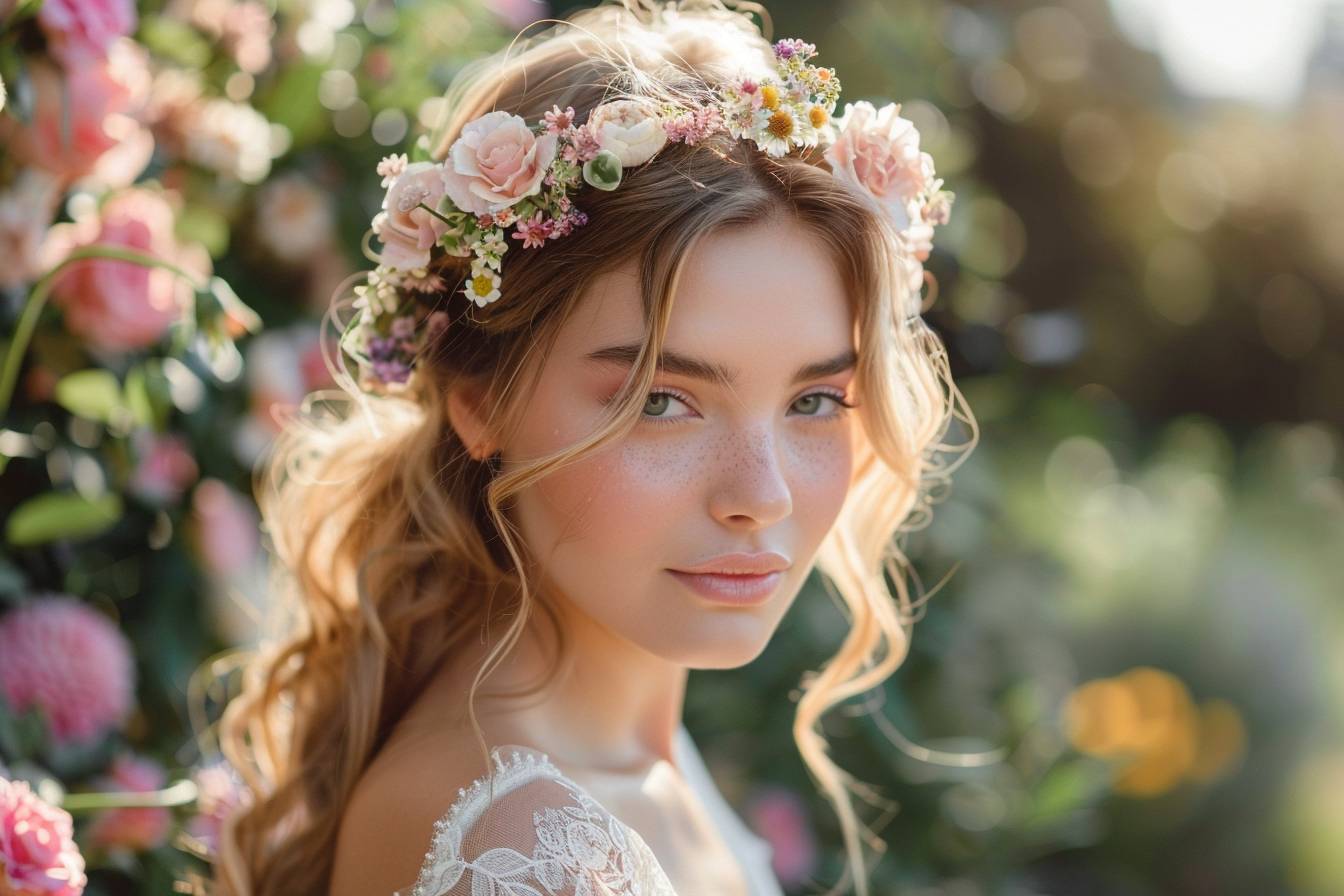 Les tendances actuelles des coiffures de mariage avec fleurs